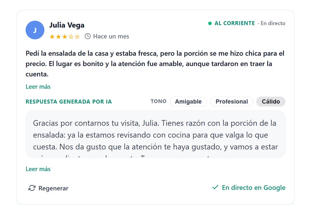 Una reseña con su respuesta lista para publicar
